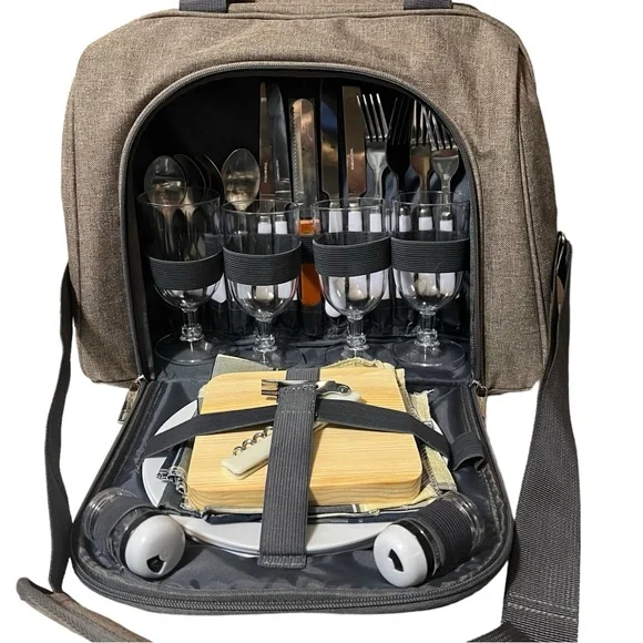 NWOT California Picnic All-in-One Shoulder Insulated Bag 4-Piece Cutlery Cheese! - Picture 6 of 15